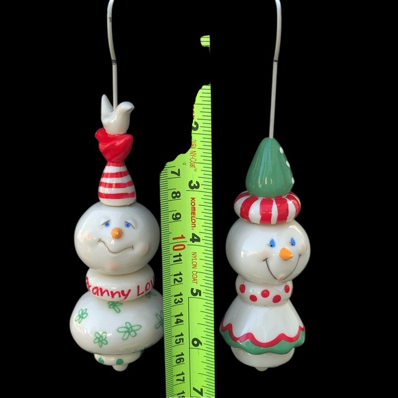 Dept. 56 Christmas Porcelain Snowman Ornaments Set of 2 - Picture 13 of 13